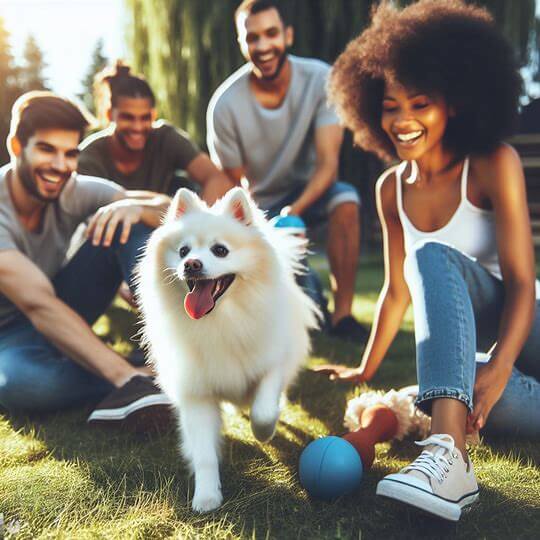 American Eskimo Dog with people