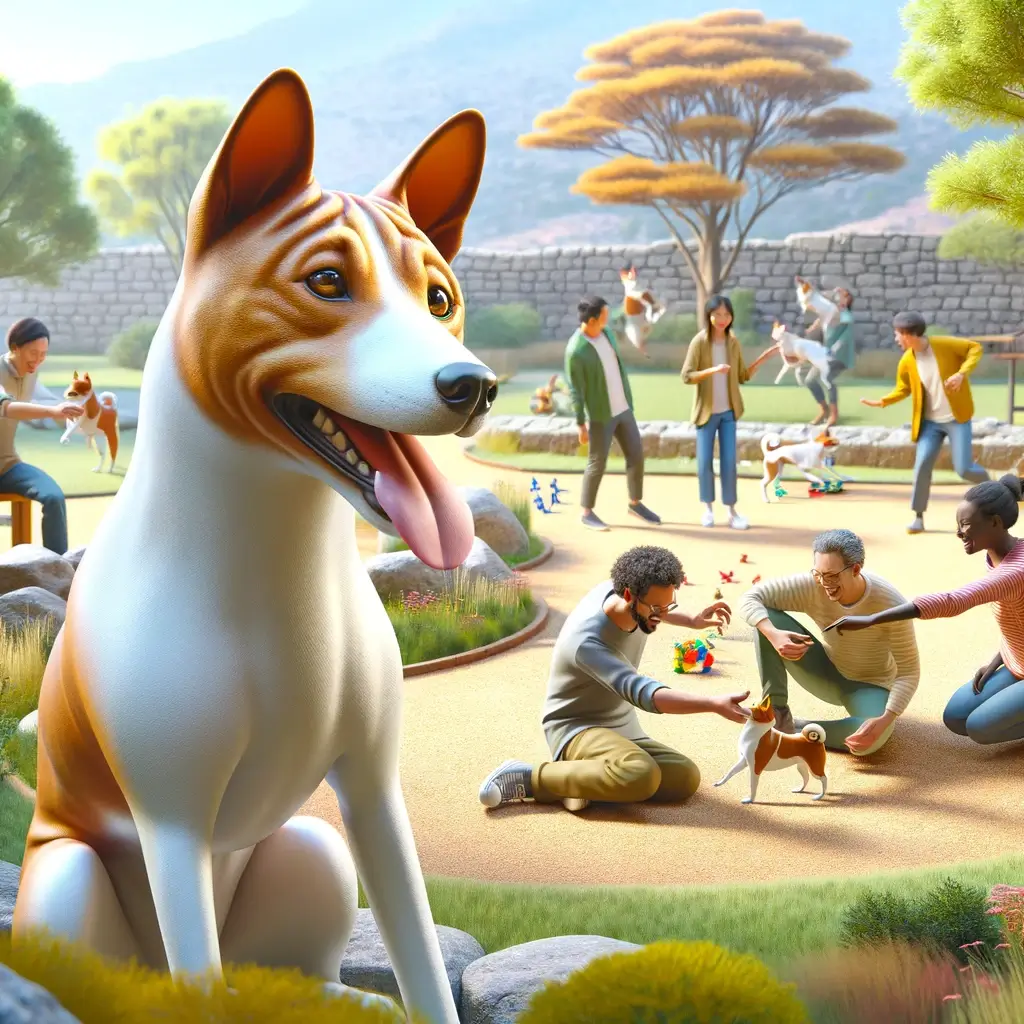 Basenji with people
