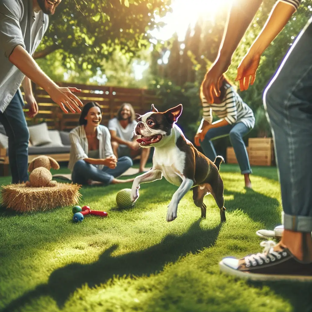 Boston Terrier with people