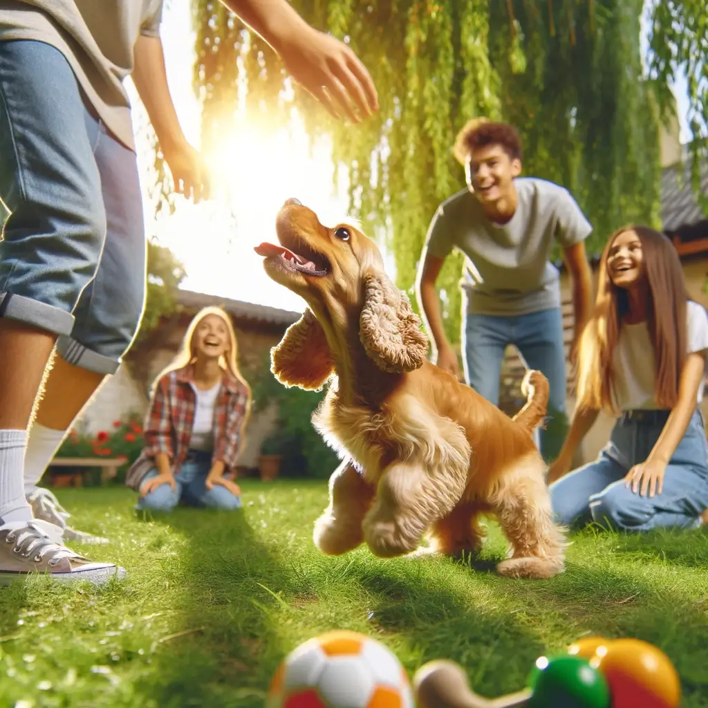Cocker Spaniel with people