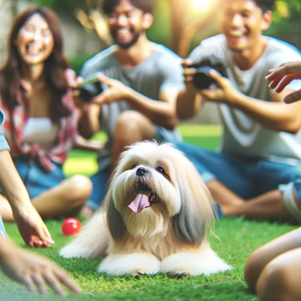 Lhasa Apso with people