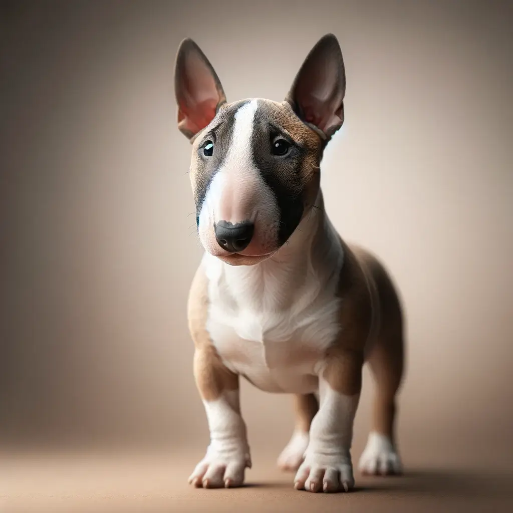 Miniature Bull Terrier looking forward