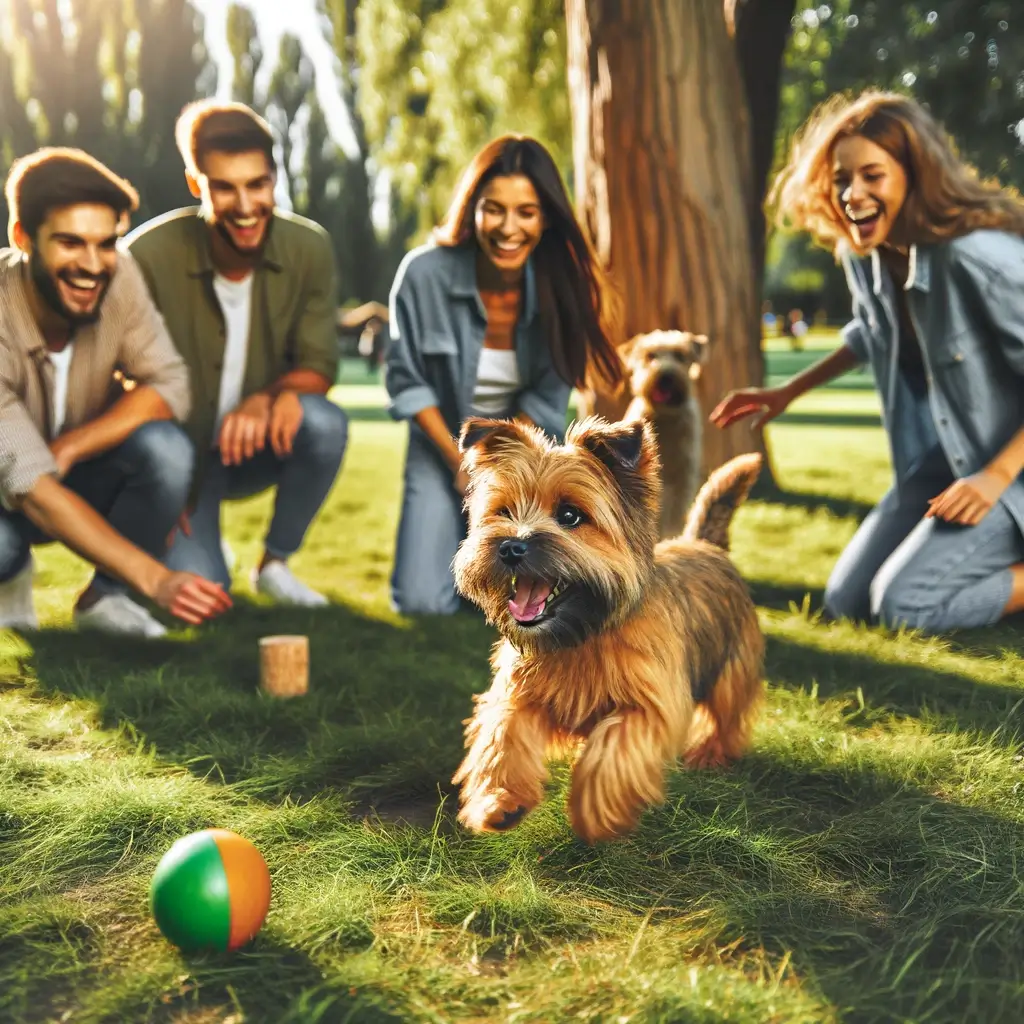 Norfolk Terrier with people