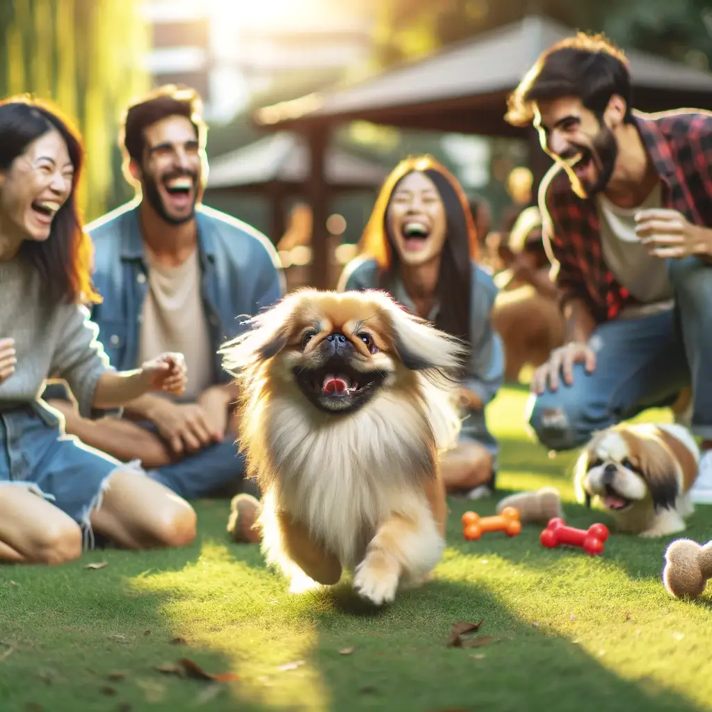 Pekingese with people