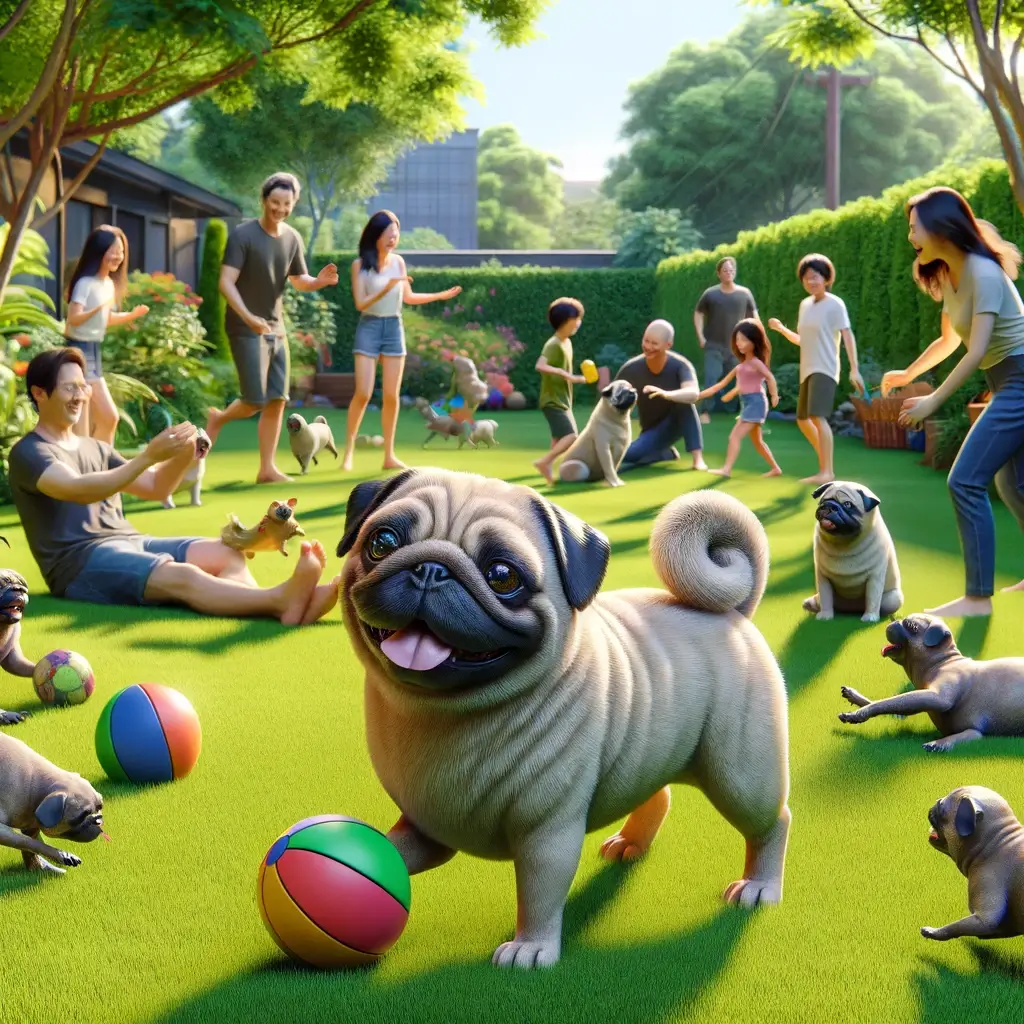 Pug with people
