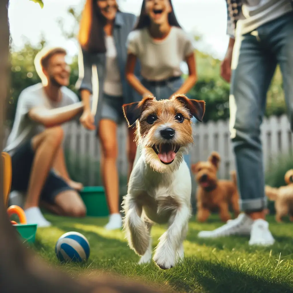 Russell Terrier with people