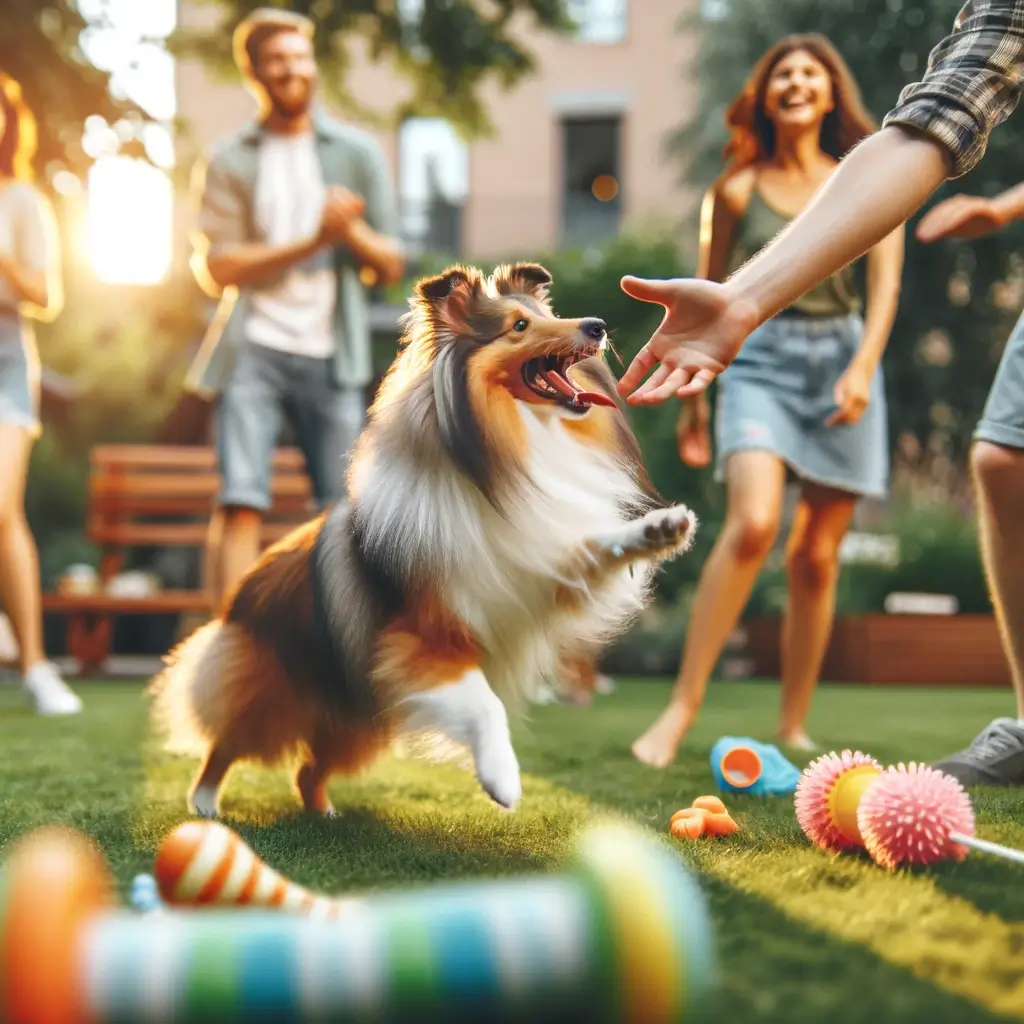 Shetland Sheepdog with people