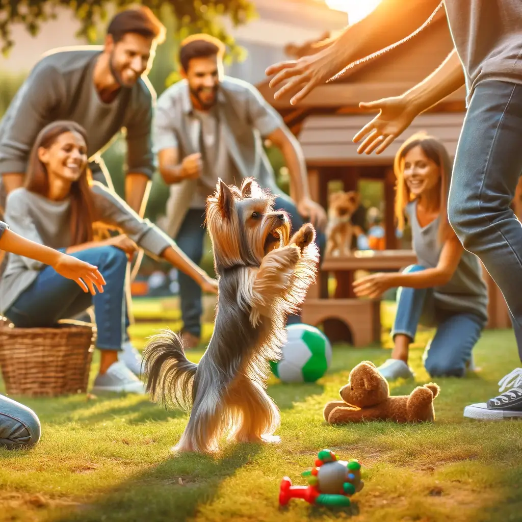 Silky Terrier with people