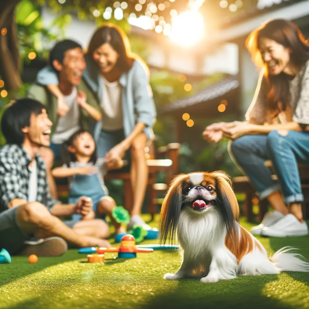 Japanese Chin with people