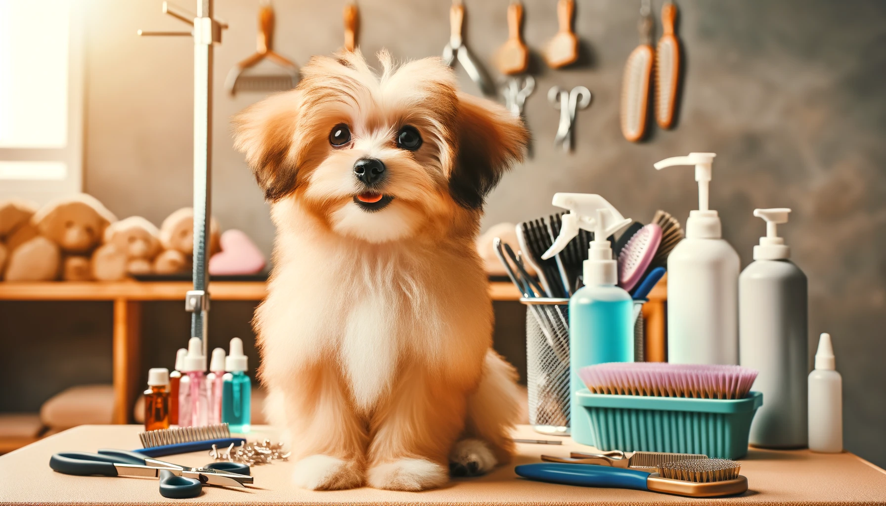 small dog ready for grooming