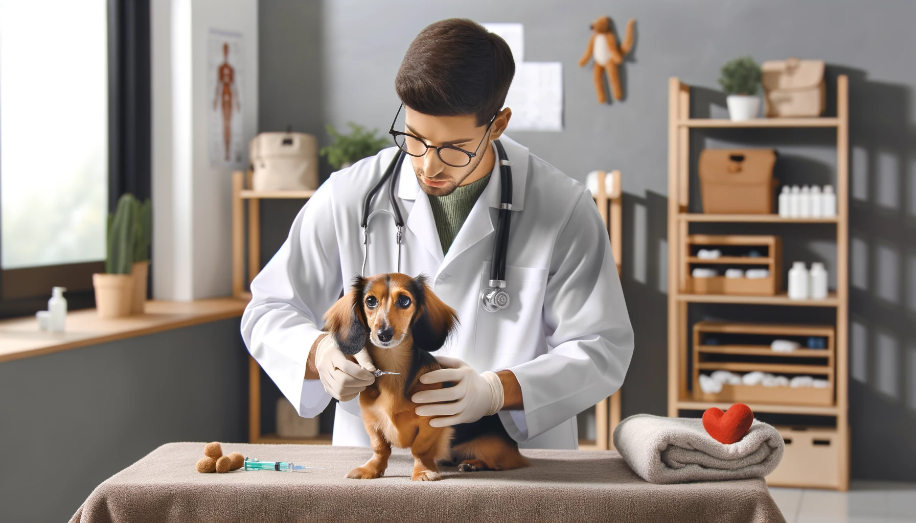 small dog health check at vets